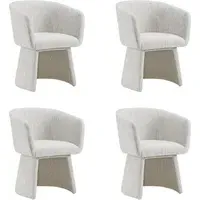 Set of 4 Tub Swivel Dining Chairs - Cream, Chenille