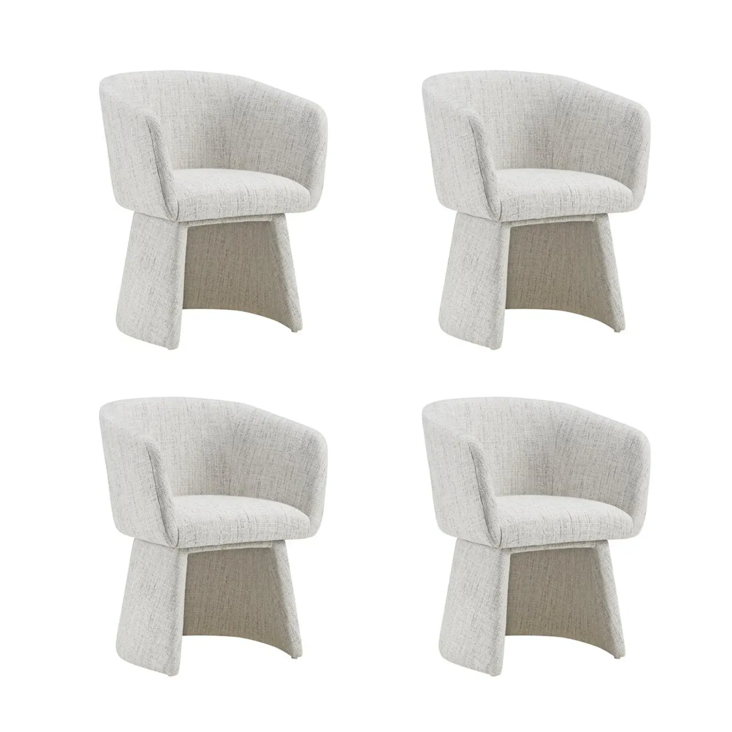 Set of 4 Tub Swivel Dining Chairs - Cream, Chenille