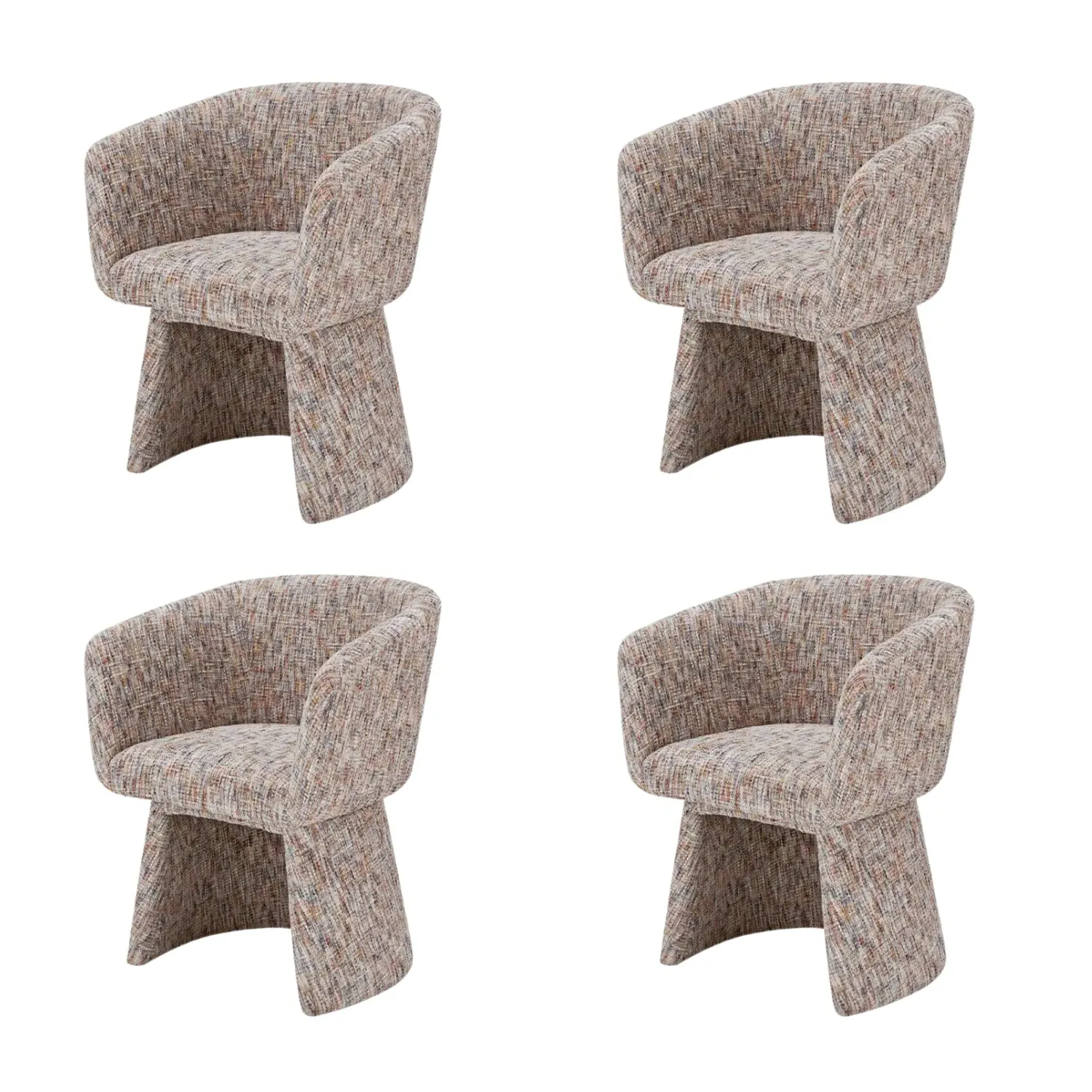Set of 4 Tub Swivel Dining Chairs - Multi, Chenille image