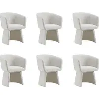 Set of 6 Tub Swivel Dining Chairs - Cream, Chenille