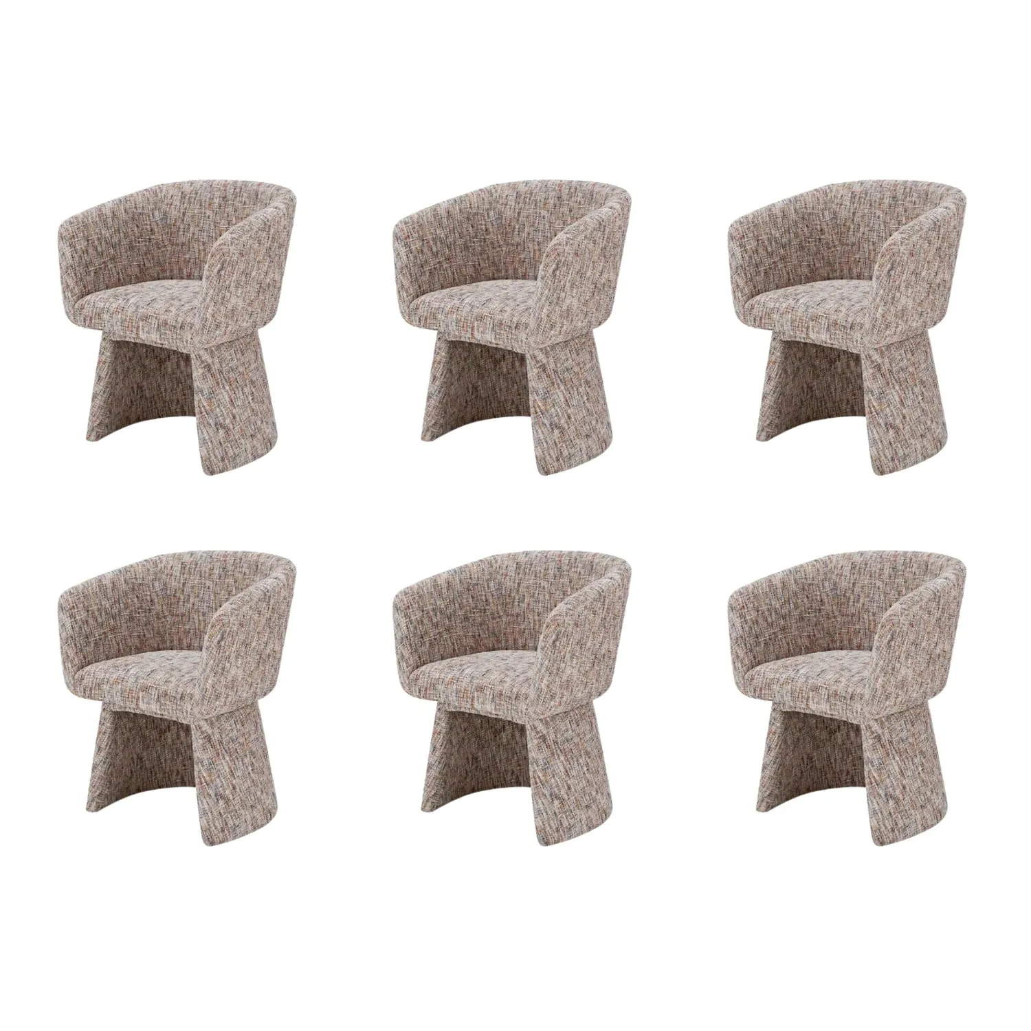 Set of 6 Tub Swivel Dining Chairs - Multi, Chenille image