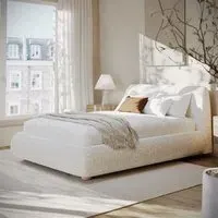 Double Ottoman Bed with Storage - Cream, Fabric