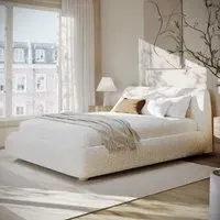King Size Ottoman Bed with Storage - Cream, Fabric