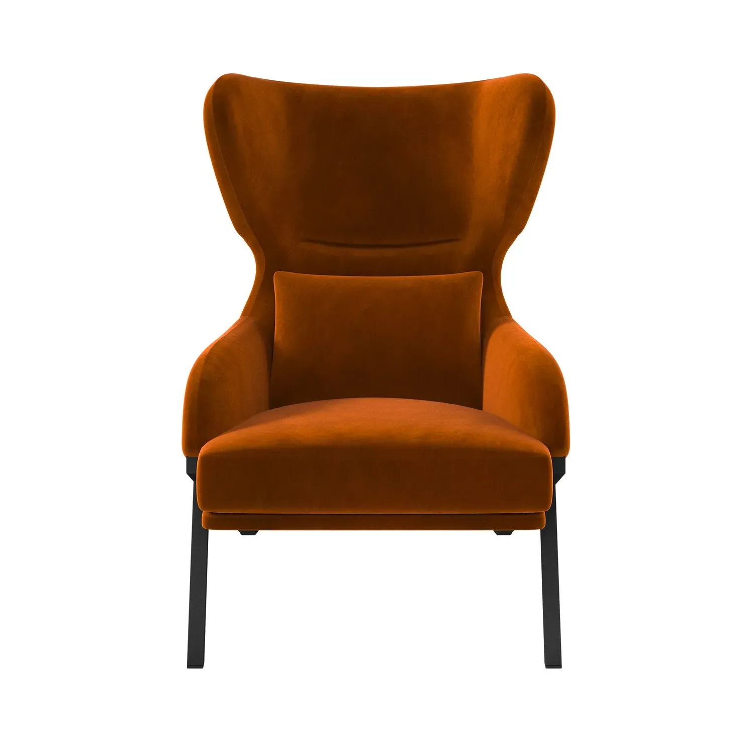 Curved Accent Chair - Burnt Orange, Velvet