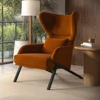 Curved Accent Chair - Burnt Orange, Velvet