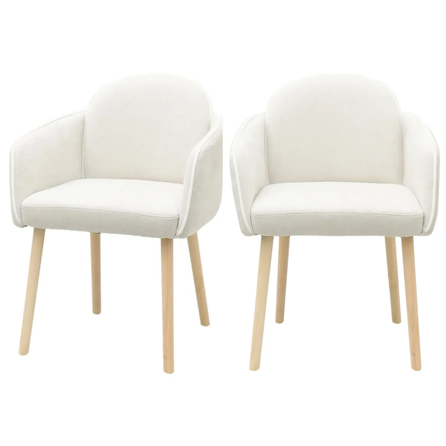 Set of 2 Carver Dining Chairs - Beige, Boucle