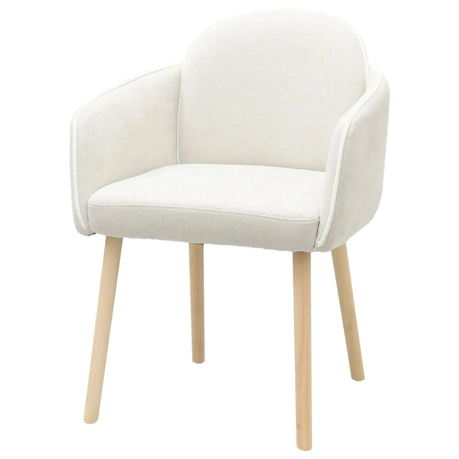 Set of 2 Carver Dining Chairs - Beige, Boucle