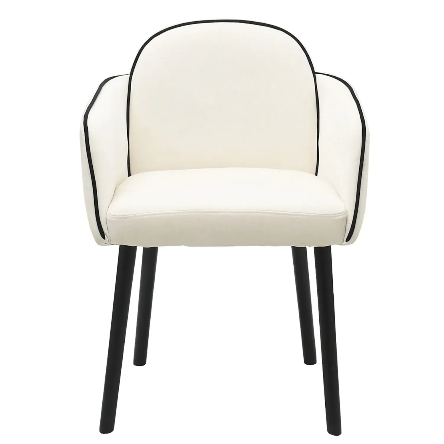 Set of 2 Carver Dining Chairs - Cream, Chenille
