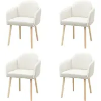 Set of 4 Carver Dining Chairs - Beige, Boucle