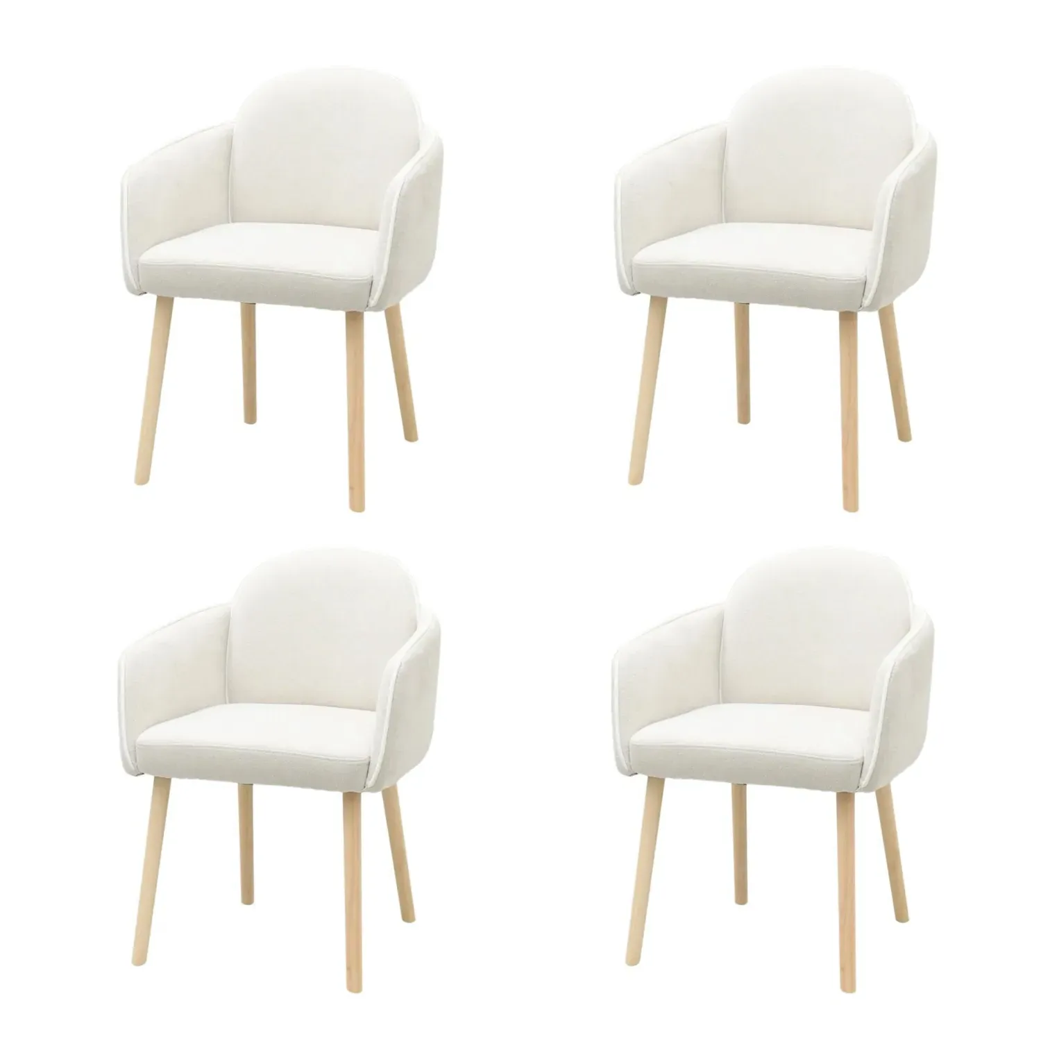 Set of 4 Carver Dining Chairs - Beige, Boucle