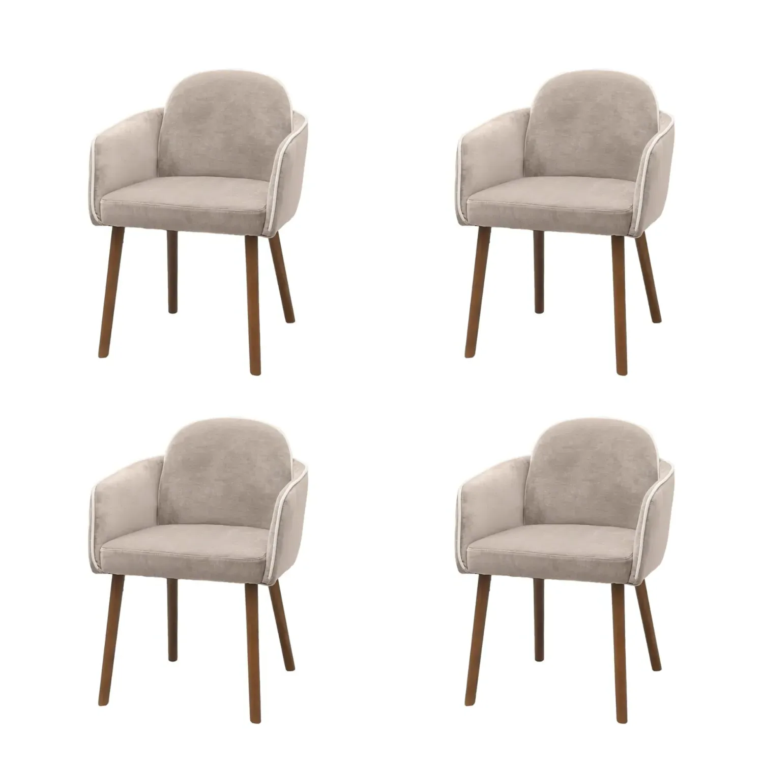Set of 4 Carver Dining Chairs - Beige, Chenille image