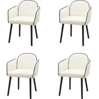 Set of 4 Carver Dining Chairs - Cream, Chenille