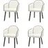 Set of 4 Carver Dining Chairs - Cream, Chenille