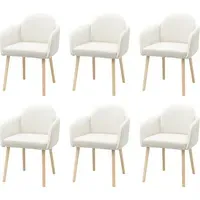 Set of 6 Carver Dining Chairs - Beige, Boucle
