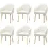 Set of 6 Carver Dining Chairs - Beige, Boucle