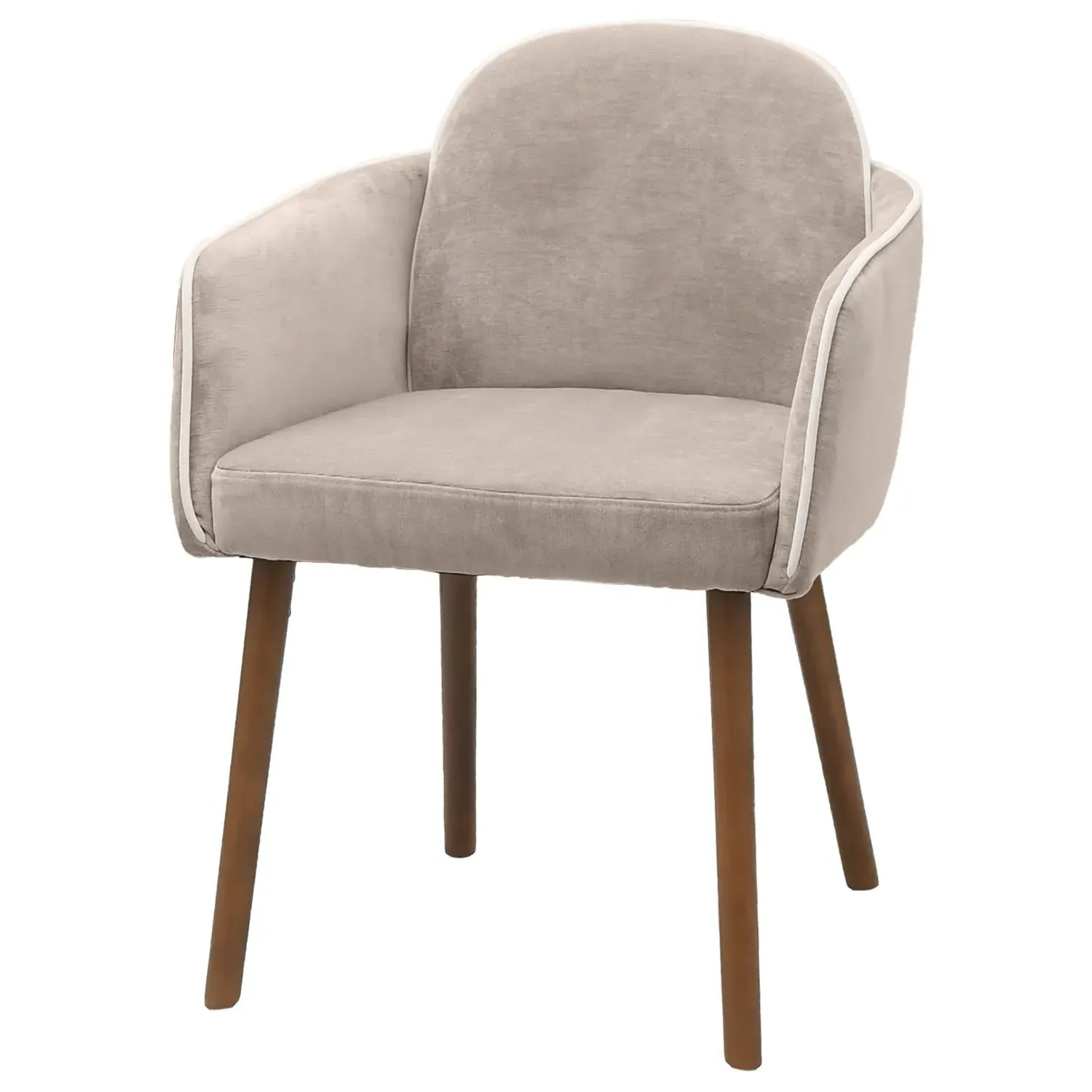 Set of 6 Carver Dining Chairs - Beige, Chenille