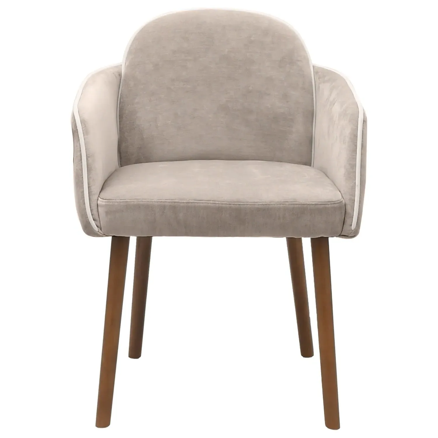 Set of 6 Carver Dining Chairs - Beige, Chenille