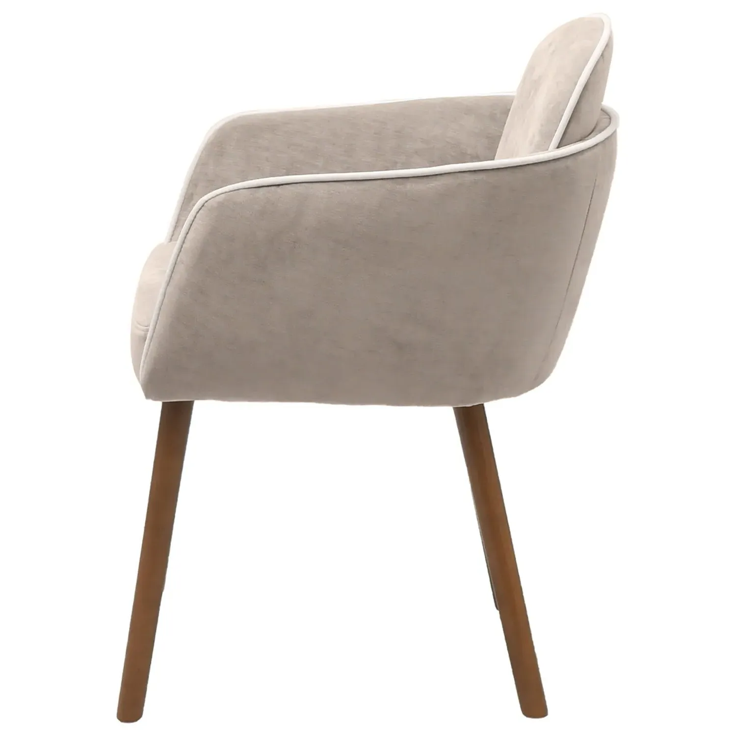 Set of 6 Carver Dining Chairs - Beige, Chenille
