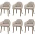 Set of 6 Carver Dining Chairs - Beige, Chenille
