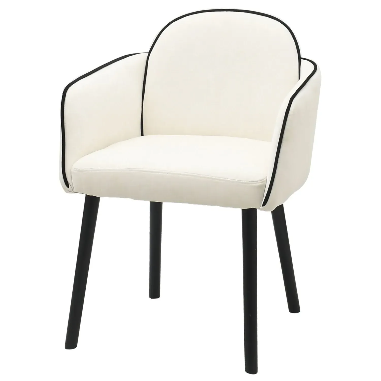 Set of 6 Carver Dining Chairs - Cream, Chenille