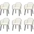 Set of 6 Carver Dining Chairs - Cream, Chenille