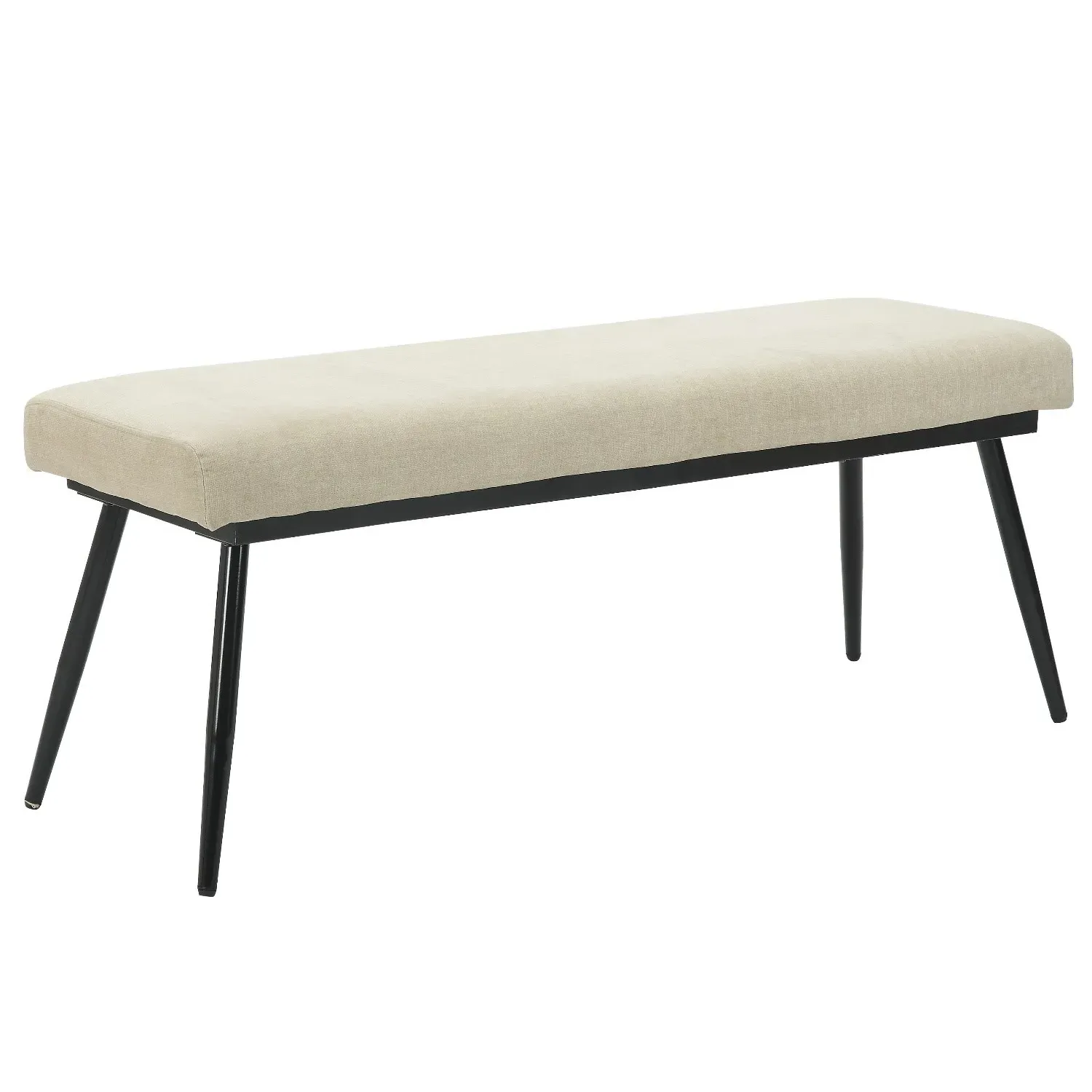 Large Upholstered Dining Bench - Beige, Chenille
