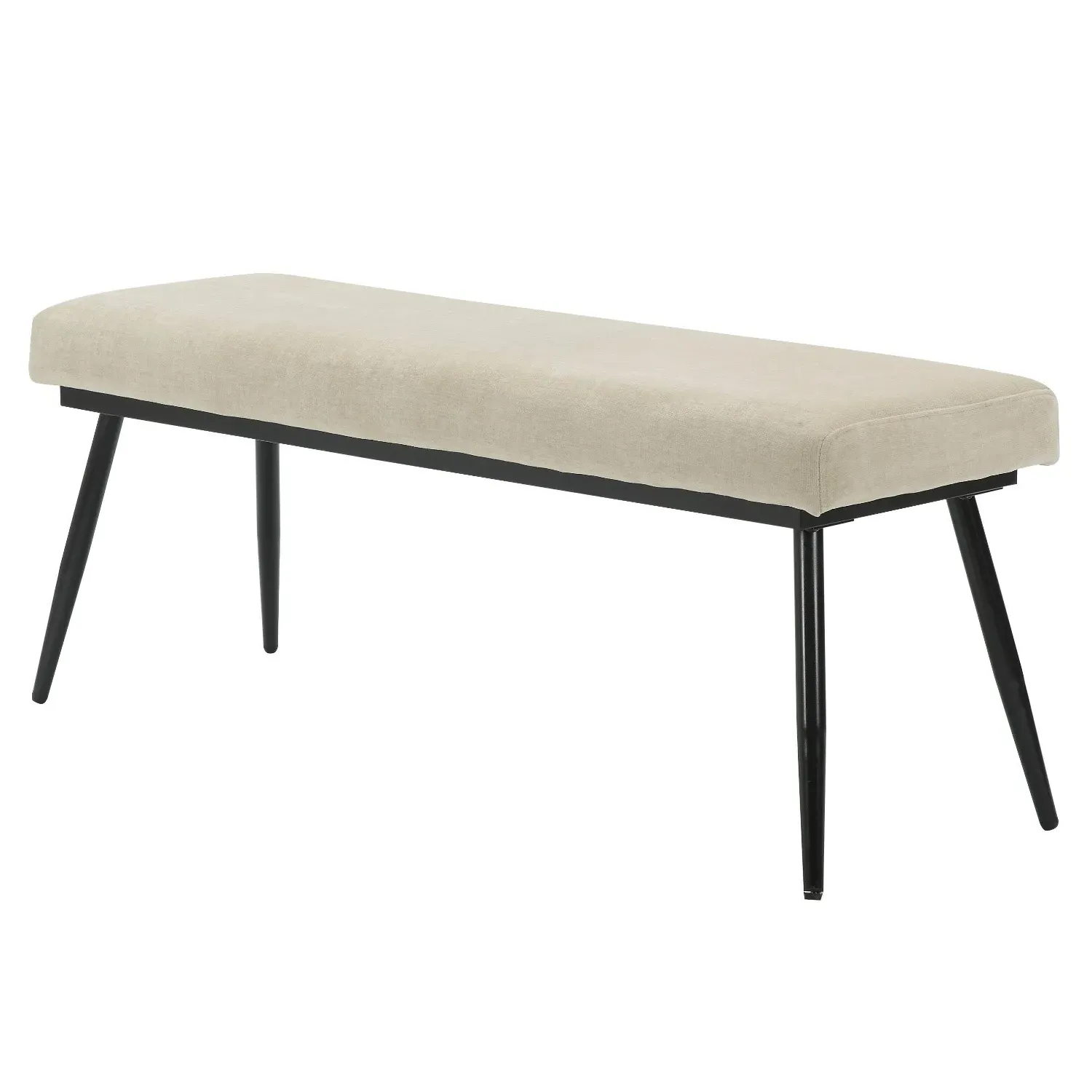 Large Upholstered Dining Bench - Beige, Chenille image
