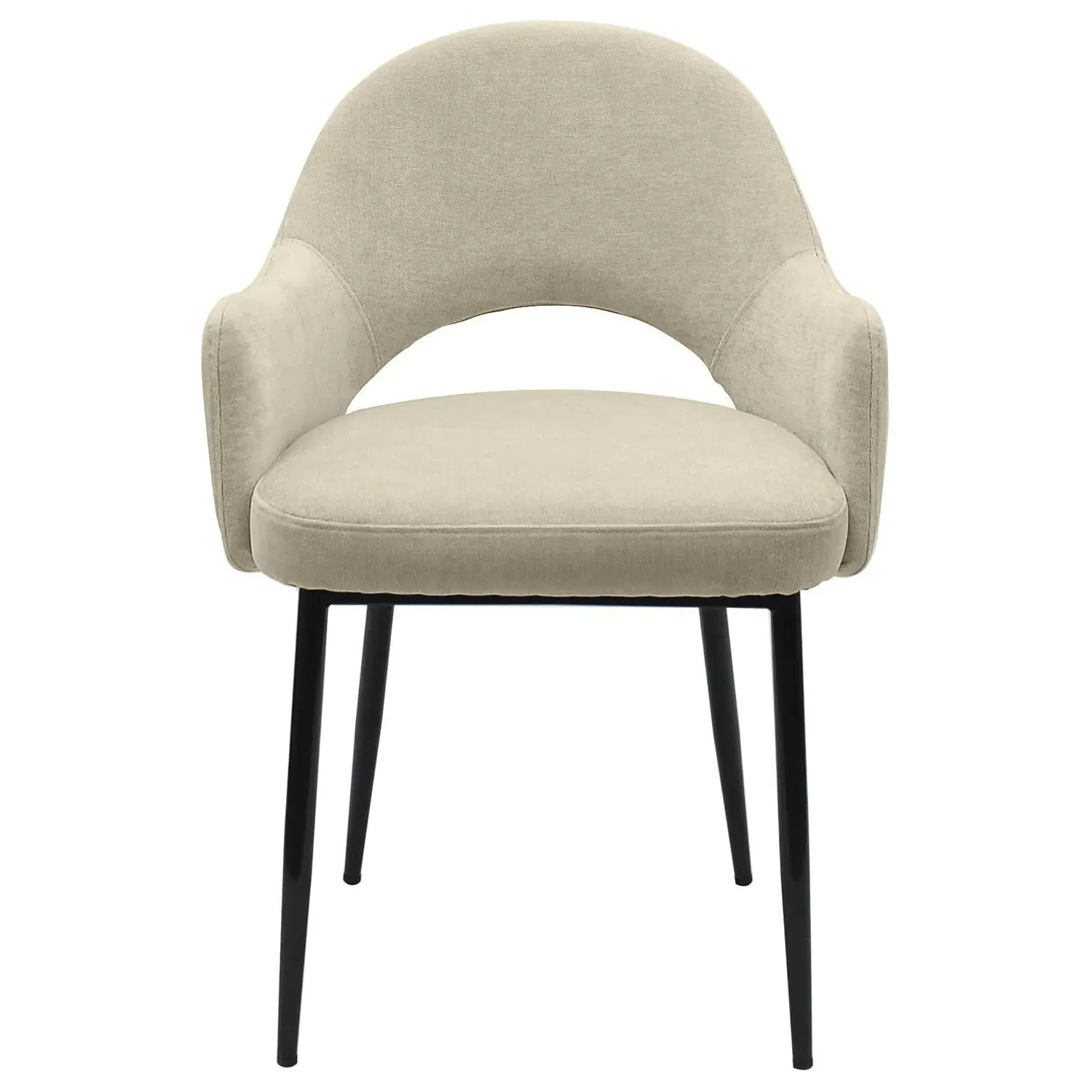 Set of 2 Dining Chairs - Beige, Chenille