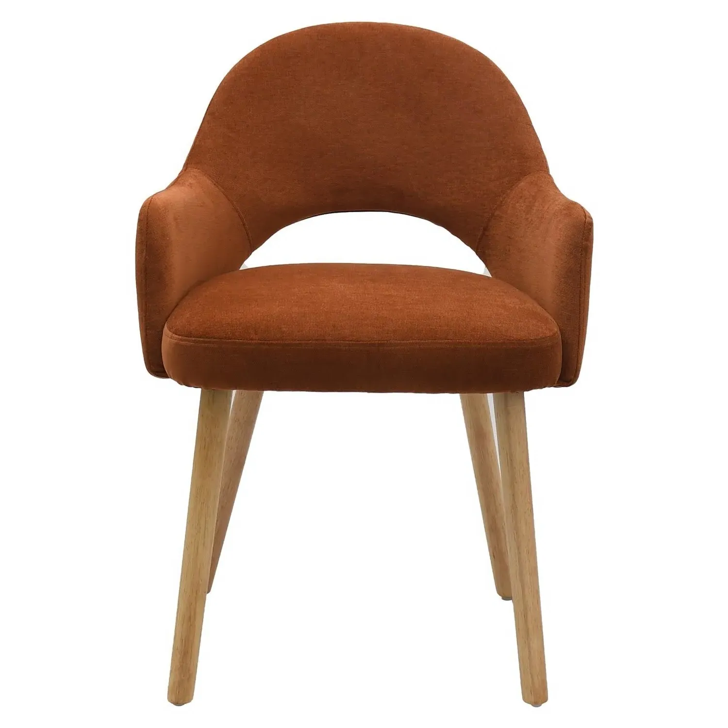 Set of 2 Dining Chairs - Orange, Chenille