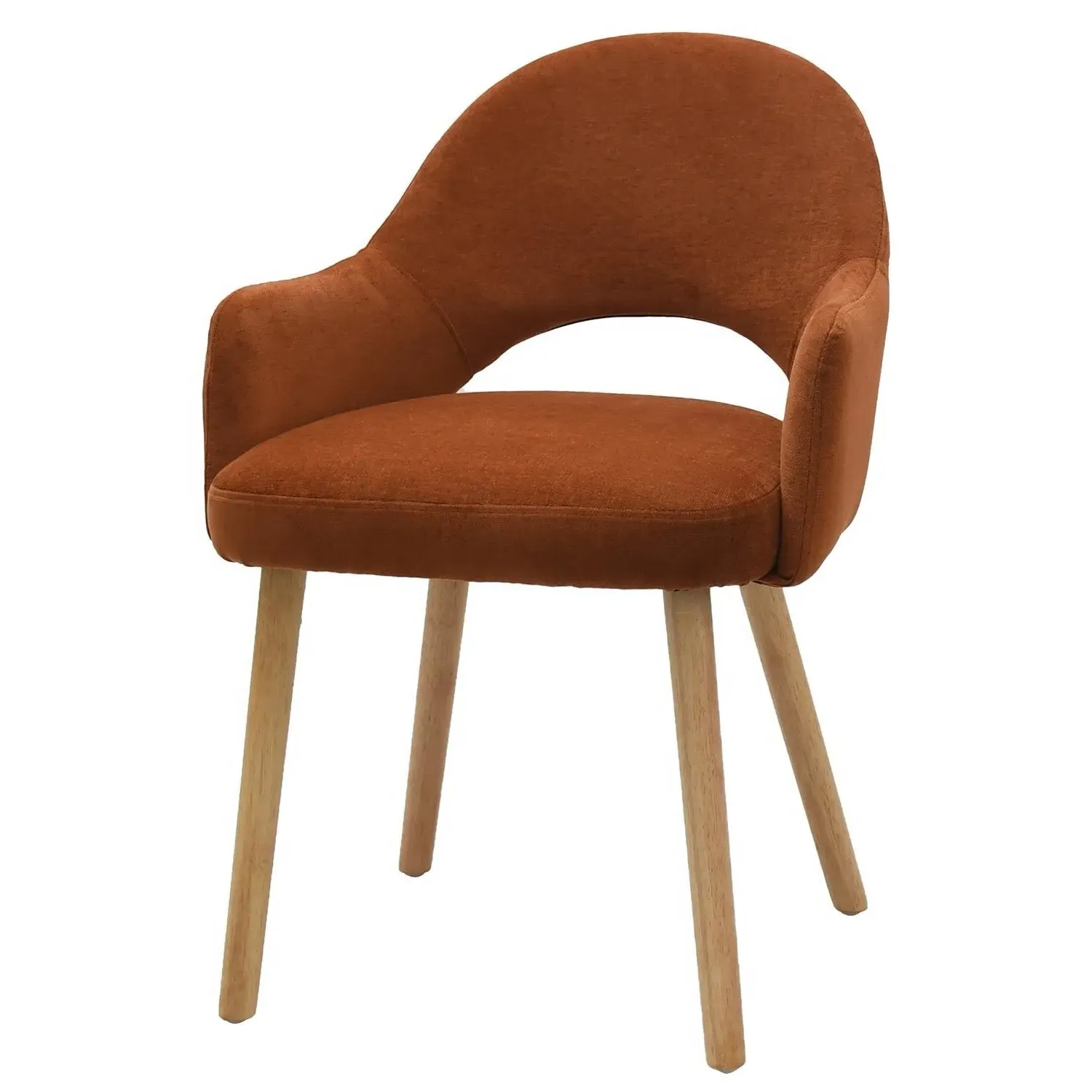 Set of 2 Dining Chairs - Orange, Chenille