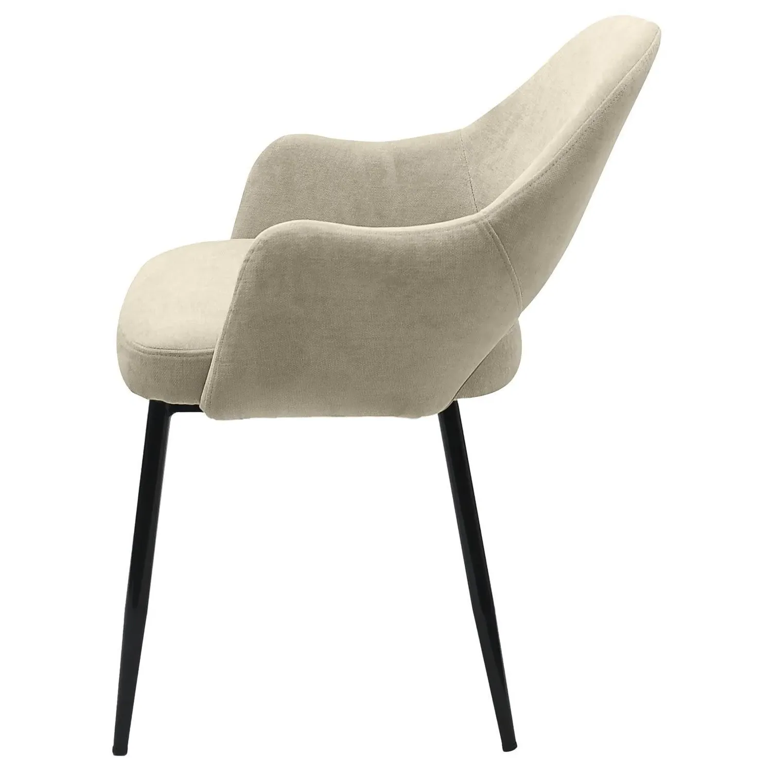 Set of 4 Dining Chairs - Beige, Chenille