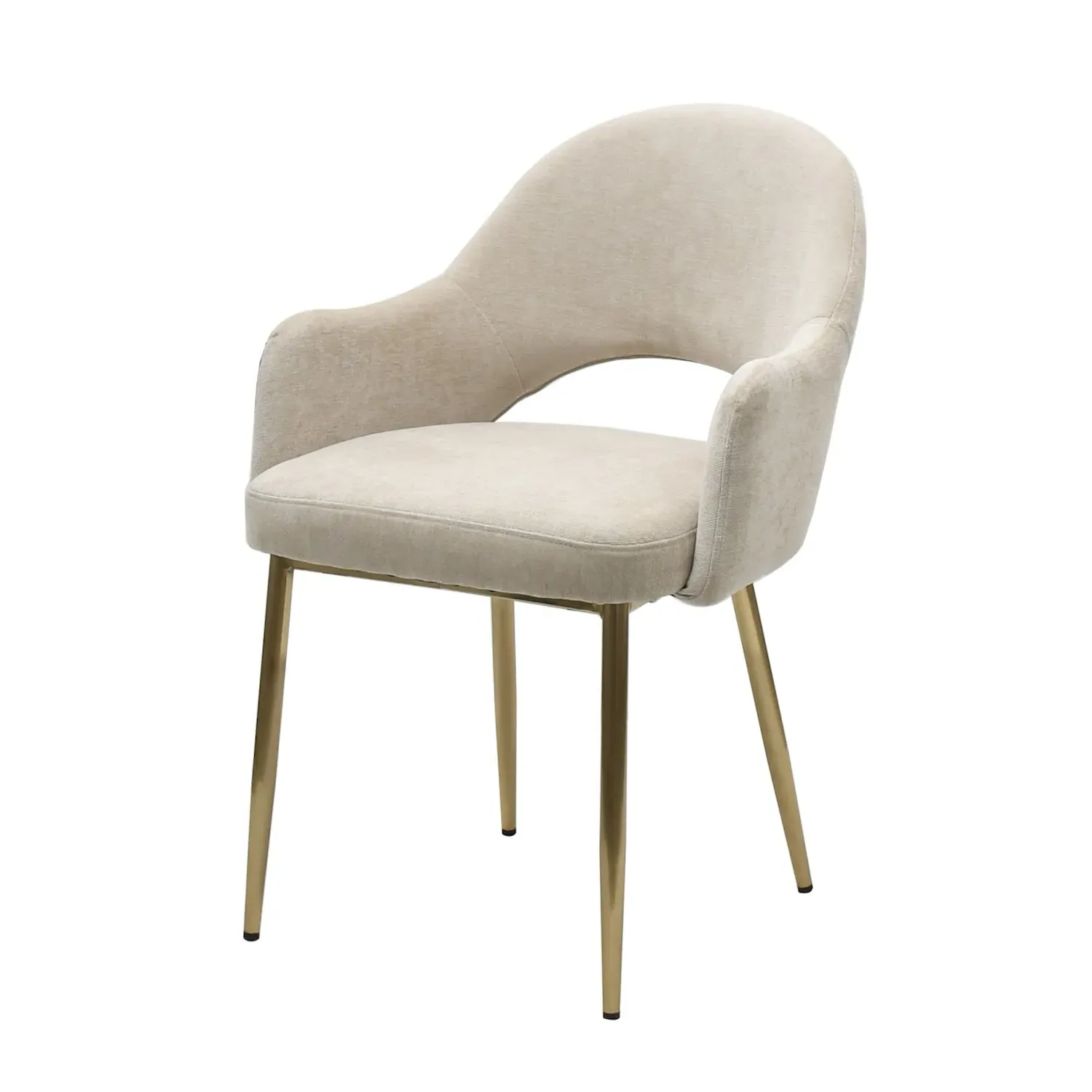 Set of 4 Dining Chairs - Beige, Chenille