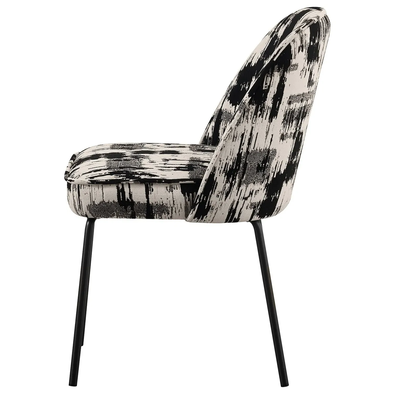 Set of 4 Curved Dining Chairs - Black, Jacquard