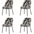 Set of 4 Curved Dining Chairs - Black, Jacquard
