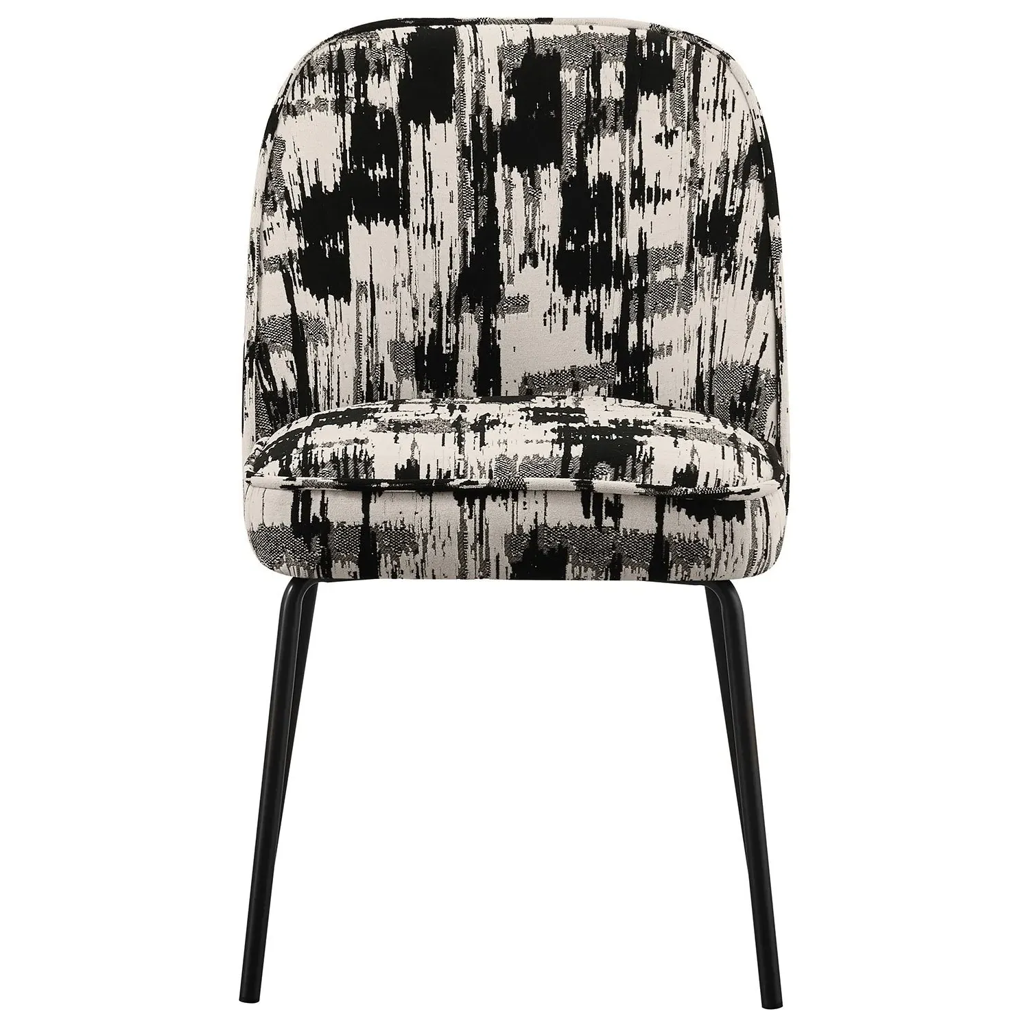 Set of 6 Curved Dining Chairs - Black, Jacquard