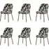 Set of 6 Curved Dining Chairs - Black, Jacquard