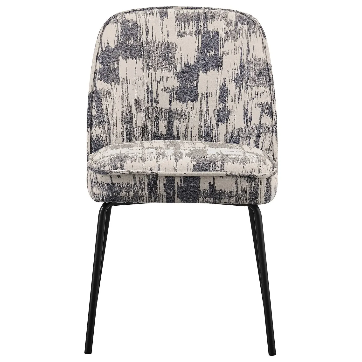 Set of 6 Curved Dining Chairs - Cream, Jacquard