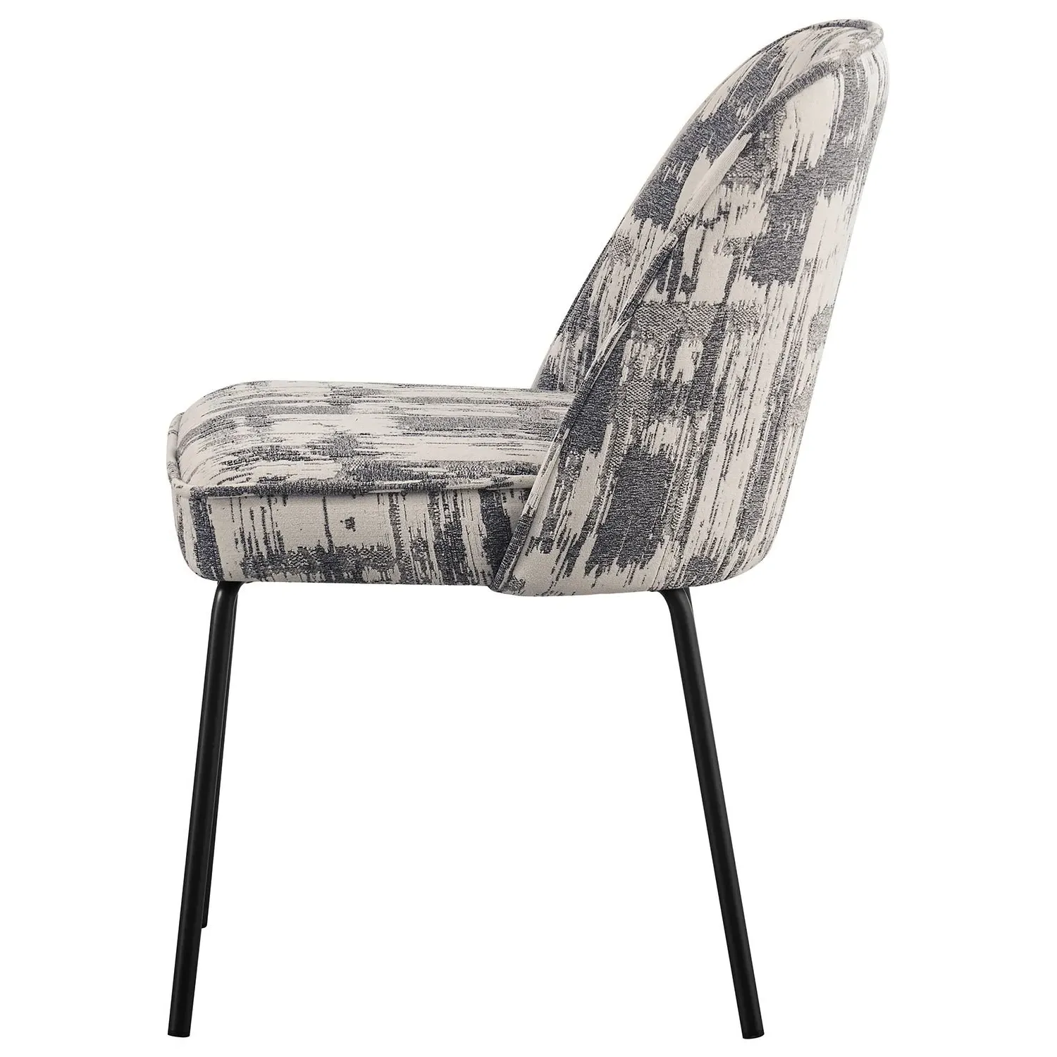 Set of 6 Curved Dining Chairs - Cream, Jacquard
