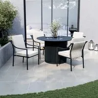 4-Seater Round Dining Set - Beige, Aluminium