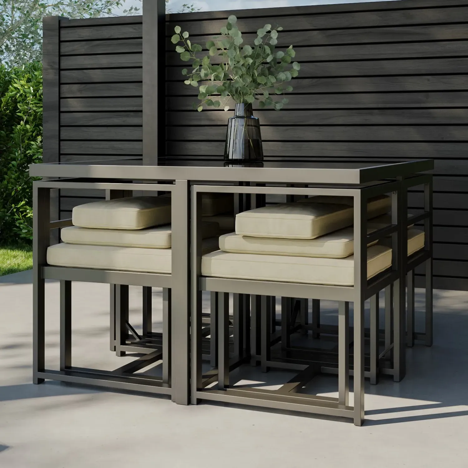 8-Seater Cube Dining Set - Grey, Metal