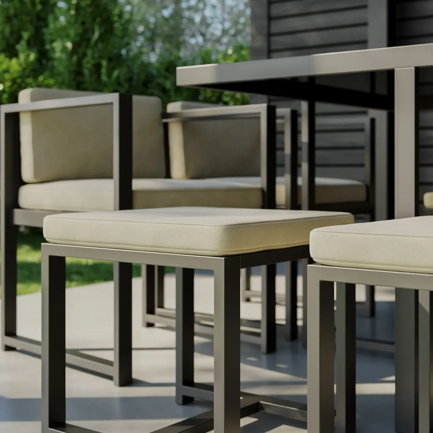 8-Seater Cube Dining Set - Grey, Metal