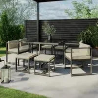 8-Seater Cube Dining Set - Grey, Metal