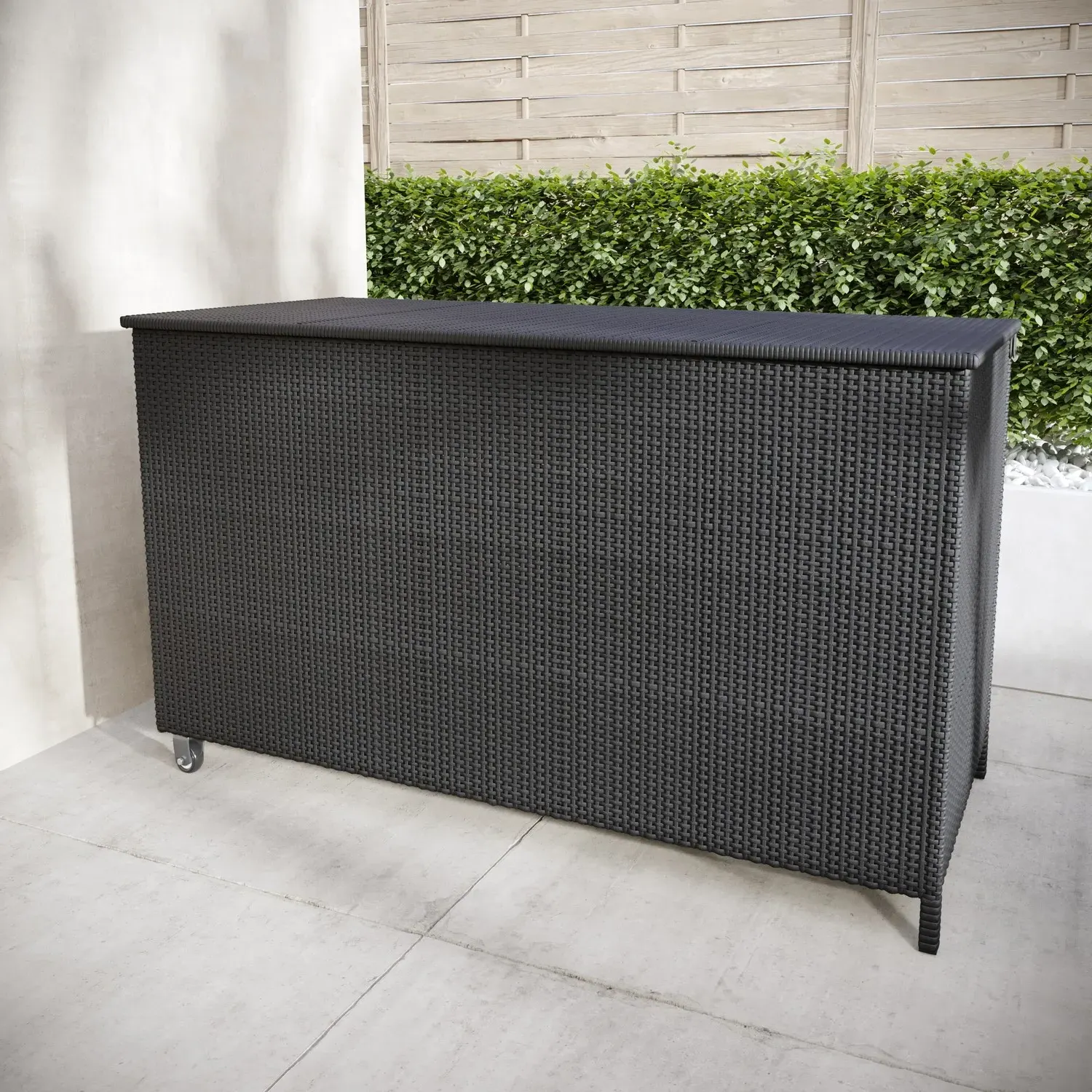 Large Storage Box with Gas Lift - Charcoal, Rattan