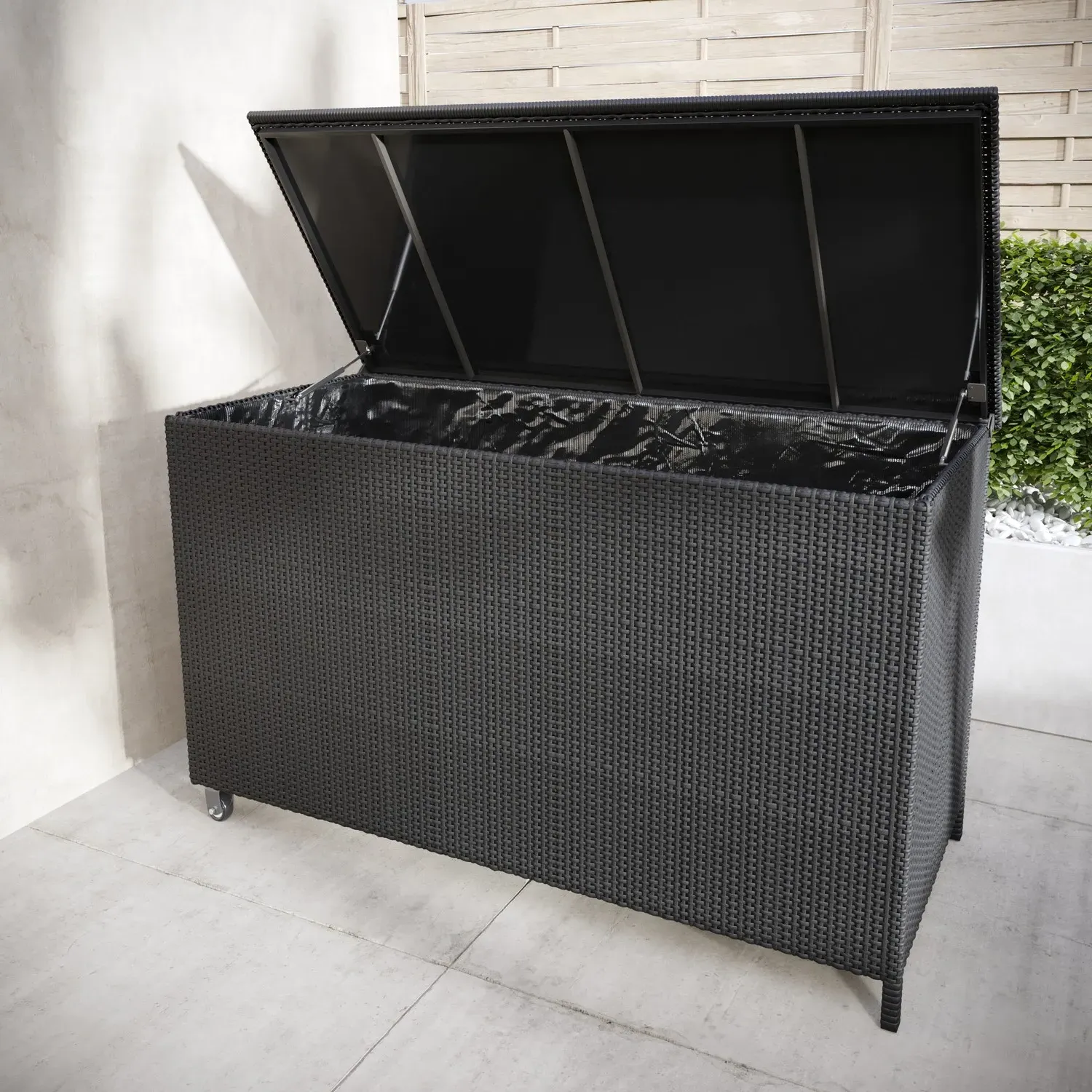 Large Storage Box with Gas Lift - Charcoal, Rattan