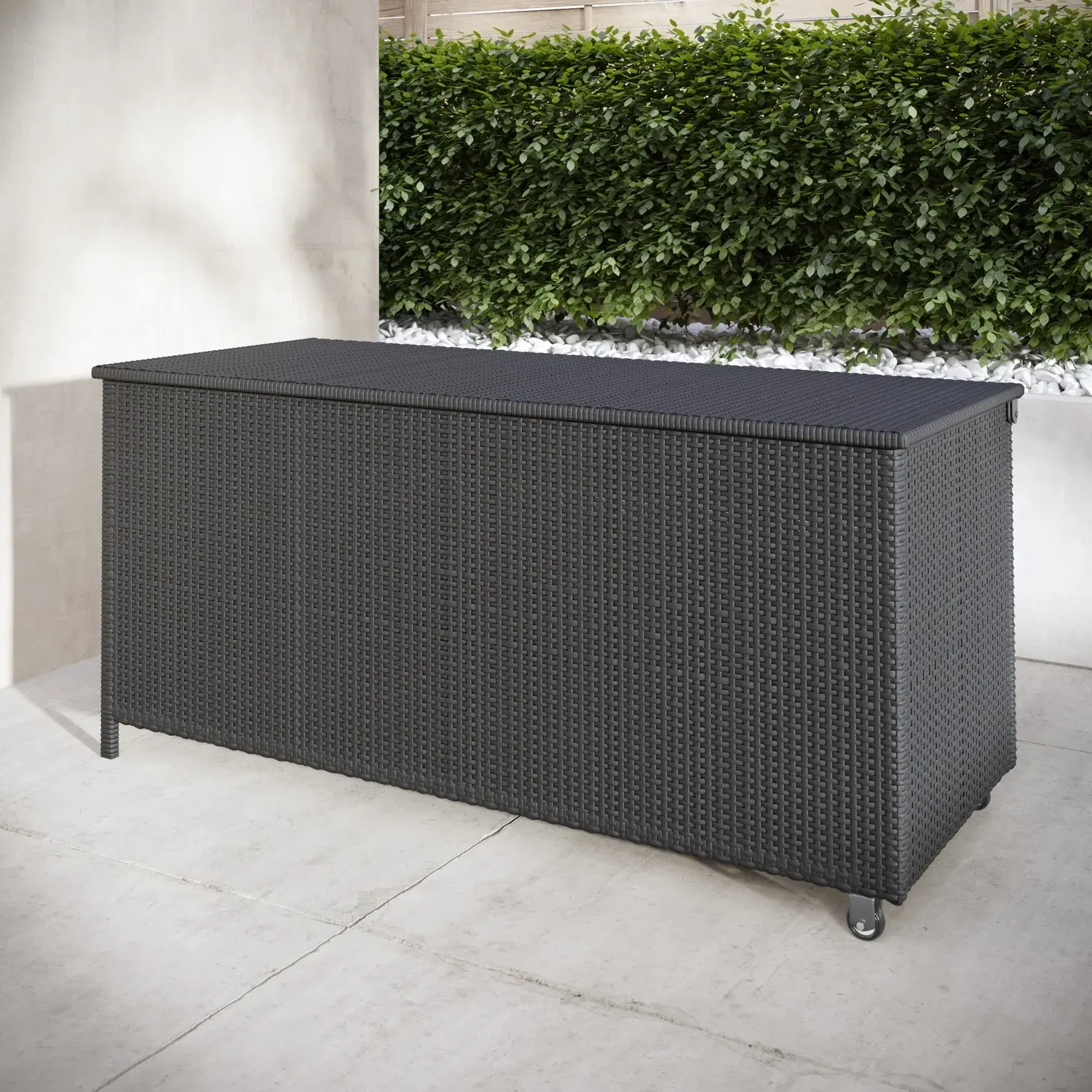 Medium Storage Box with Gas Lift - Charcoal, Rattan