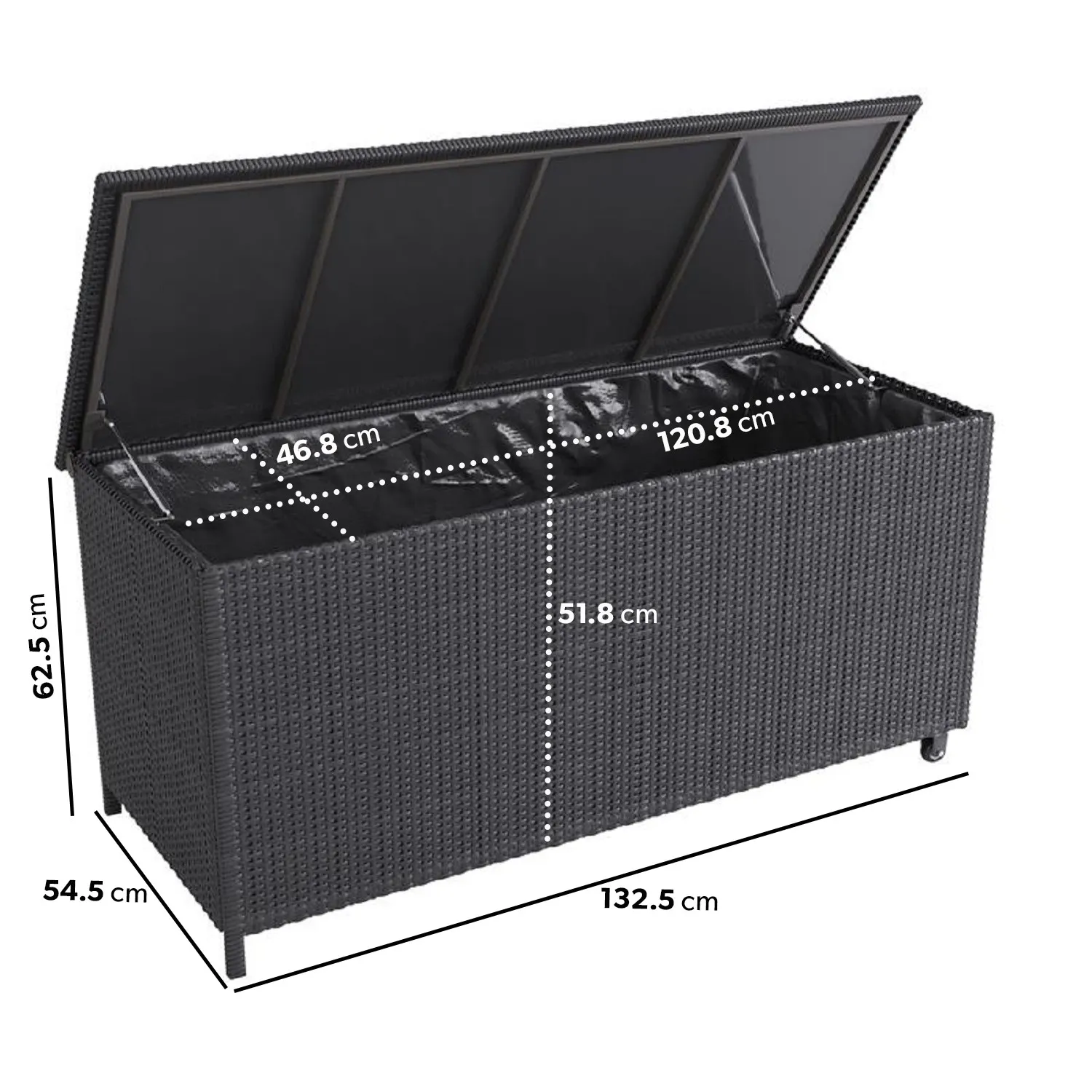 Medium Storage Box with Gas Lift - Charcoal, Rattan