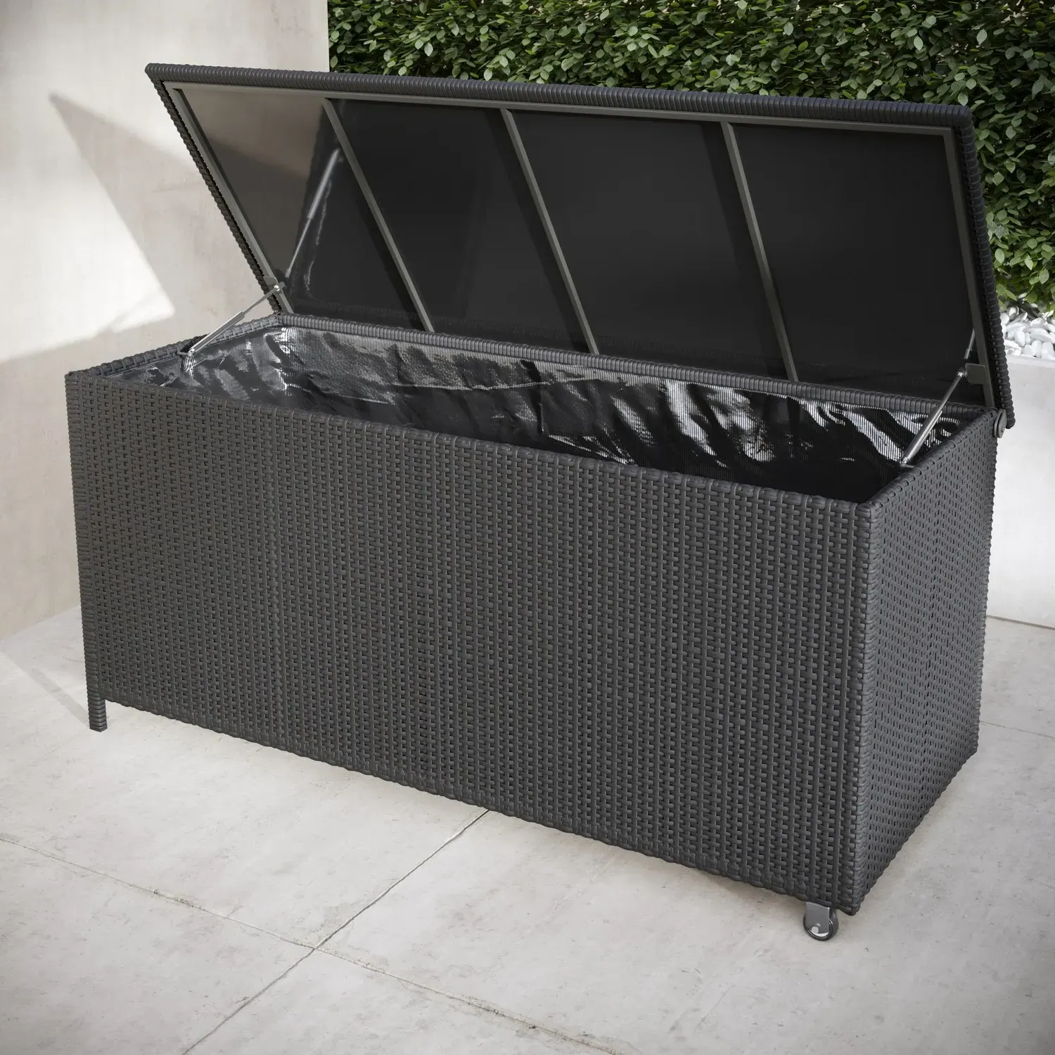 Medium Storage Box with Gas Lift - Charcoal, Rattan image