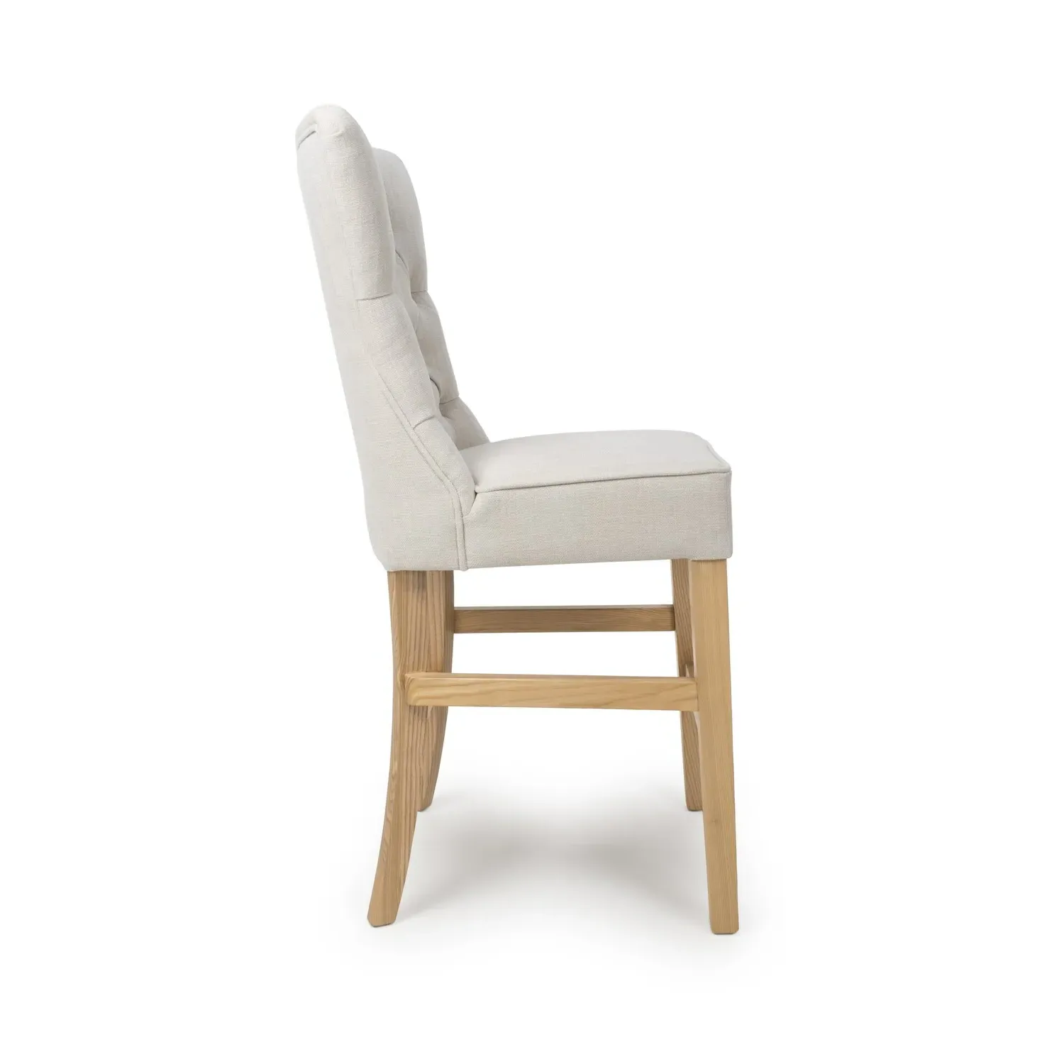 Kitchen Stool with Buttoned Back - Ivory, Linen