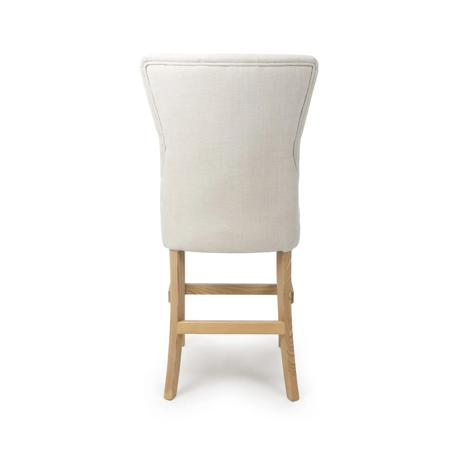 Kitchen Stool with Buttoned Back - Ivory, Linen