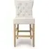 Kitchen Stool with Buttoned Back - Ivory, Linen